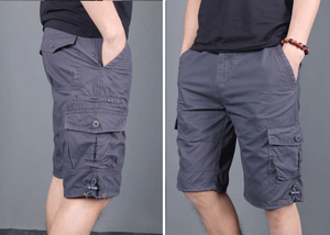 <b>Mens</b> Big And Tall Cargo <b>Shorts</b> Elastic Waist Loose Fit Cotton Casual Workwear Multi <b>Pockets</b> Pants - Product Image 3