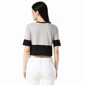 Crop top femme de haute qualité, color block, respirant, avec logo frontal, style streetwear moderne, pour la gym et le quotidien, tissu léger, coupe décontractée - Product Image 5