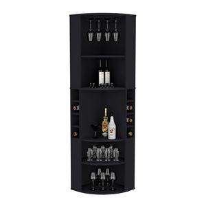 Mobiletto Bar Angolare Oban con Cinque Ripiani e Otto Scomparti per Bottiglie in Colore Nero Steamware - Product Image 6