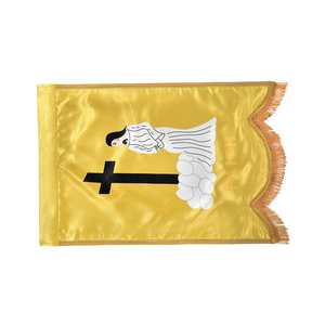 Drapeau de l'Église de la Foi avec croix et femme sur nuage, en soie dorée, décoration suspendue pour usage religieux - Product Image 3