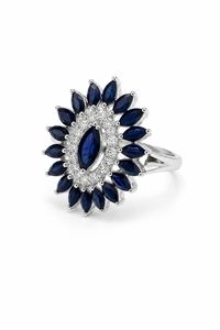 Bague sertie de rubis et de diamants en argent sterling 925 plaqué rhodium, luxe pour fiançailles et mariage - Product Image 5