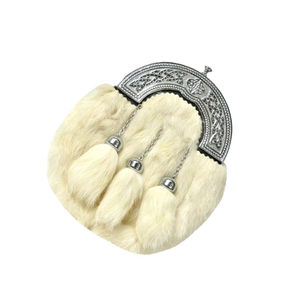 Ceinture Sporran écossaise en fourrure de lapin avec boucle en cuir, logo personnalisé, pour kilt et uniforme - Product Image 1
