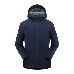 <b>Men's</b> Hooded Fleece <b>Jacket</b> Windproof Zipper Closure Solid Color Casual Autumn Wear Polyester Material Regular Fit - Product Image 2