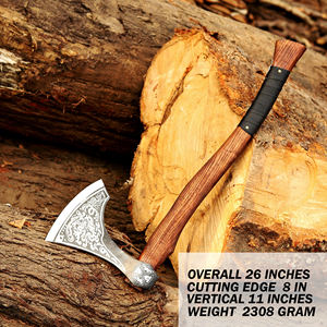 Hacha Vikinga Forjada a Mano en Acero con Alto Contenido de Carbono, Mango de Madera de Fresno, Funda de Cuero, Longitud Total de 26 Pulgadas - Product Image 2