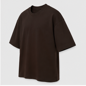 Camiseta de Manga Corta Extra Grande para Hombre, Diseño Interlock Estructurado en Color Marrón Espresso, MTS-OVR-0028 - Product Image 3