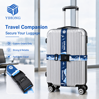 Sangle de bagage en polyester/nylon personnalisée avec impression de carte de voyage, élastique, anti-rupture, pour valise, vente en gros, MOQ 100 pièces en vrac