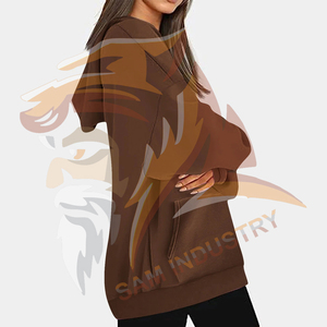 New Design Fashion Streetwear Winter <b>Drop</b>-Shoulder Casual Hoodies Women's Custom Logo Front Solid Knitted <b>Drop</b> Shoulder Hoodies - Product Image 3