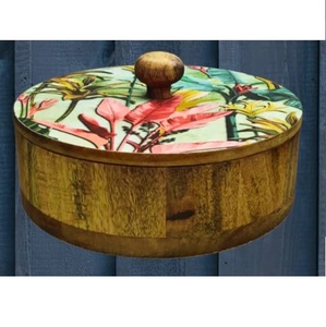 Boîte de rangement en bois au design exclusif pour tortillas et roti, organisation de la cuisine et décoration intérieure, présentoir de table - Product Image 3
