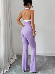 One-Piece Full Body Women's Fitness Tracksuit | <b>Tie</b>-<b>Back</b> Cutout Training Bodysuit | Lightweight High Elasticity Sportswear - Product Image 3