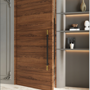 Manija Larga de Aluminio para Puerta Principal, Acabado Negro Seda, Oro PVD, Oro Rosa, Extremos Cónicos, Herrajes Decorativos para Puerta de Entrada - Product Image 1