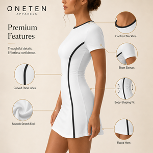 Custom Logo Women's Contrast Panel Mini <b>Dress</b> <b>Short</b> Sleeve Stretch Fitted Casual Sportswear <b>Dress</b> OEM Supplier - Product Image 6