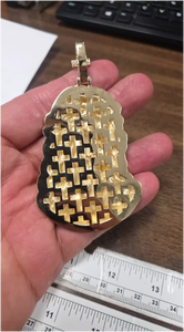 Pendentif Visage de Jésus entièrement serti de Moissanite VVS en Or Jaune, Croix Tendance, Meilleure Vente, Hip Hop Bling, Luxe, Bijou d'Affirmation Religieux - Product Image 3