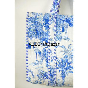 Sac fourre-tout en coton rayé pour femme, grande taille avec longue poignée, pour voyage, plage, rangement et exposition, Rajasthan A2ZCraftBazar - Product Image 4