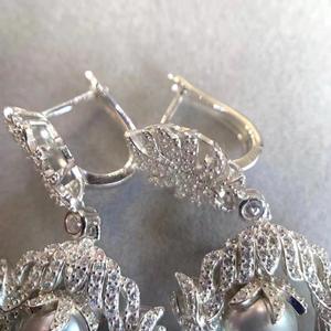 Manufacturer Wholesale 9-10mm Natural Pearl <b>Dangle</b> <b>Earrings</b> Round and Flawless S925 Material <b>Fashion</b> Jewelry - Product Image 2
