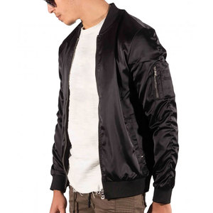 Blank Casual Wear Outdoor <b>Jackets</b> Custom Made Unisex Filled <b>Jackets</b> Solid Color Satin Made Stand Collar Varsity <b>Bomber</b> <b>Jacket</b> - Product Image 3