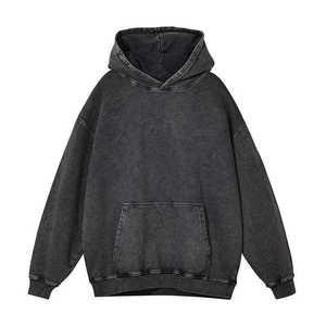 High Quality No String Breathable Stone Acid Washed Fleece Half Zip Winter <b>Men's</b> Boxy Hoodies 370gsm Puff Printed Designer - Product Image 1