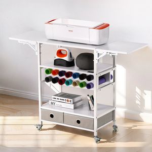 14 portabottole in vinile 2 cassetti pieghevole carrello per artigianato e tavolo di stoccaggio comodamente portatile e salvaspazio - Product Image 1