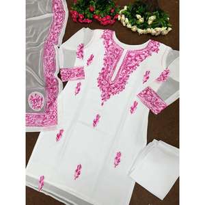 FANCY GEORGETTE CHINE COUDU HAUT BAS AVEC DUPATTA ROSE - Product Image 1