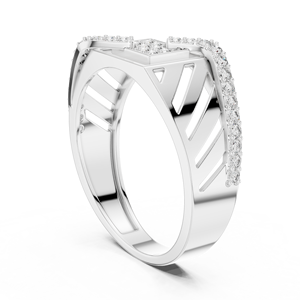 Anillo de Diamantes Cultivados en Laboratorio para Hombre, DYNASTY WAVE, Oro Blanco de 18 Quilates con Baño de Rodio, Estilo Minimalista, para Boda, Compromiso, Regalo o Uso Diario - Product Image 2