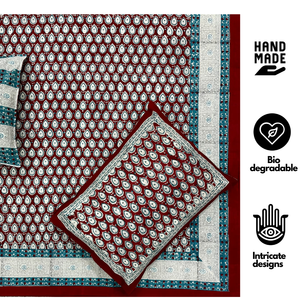 Nueva Sábana King Size Hecha a Mano con Estampado de Bloques de Jaipur, 100% Algodón, Suave, Duradera, con Tinte No Tóxico, Diseño Floral, para Uso Doméstico y Hotelero - Product Image 2