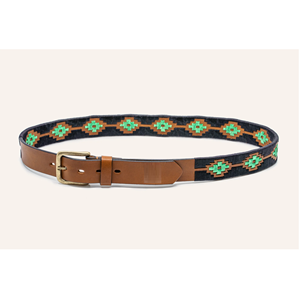 Ceinture Polo Décontractée en Cuir Brodé Violet et Rouge Élégante avec Boucle en Alliage et Sangle Marron Foncé – Accessoire de Mode Tendance - Product Image 4