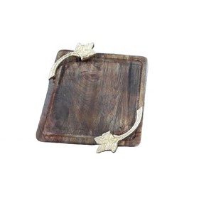 Bandeja de Servir Rectangular Hecha a Mano de Madera de Acacia Natural con Asas para Uso en Cocina y Comedor - Product Image 2