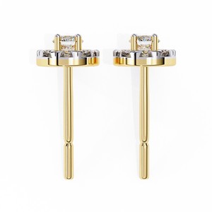 Pendientes de Oro Amarillo de 18K con Halo y Diamantes Cultivados en Laboratorio, Corte Brillante Redondo, para Boda o Compromiso - Product Image 1