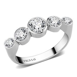 TK3697-High Polished Stainless Steel <b>Ring</b> with AAA Grade CZ Clear-Dishes & <b>Plates</b> - Product Image 1