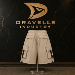 <b>trunk</b> streetwear shorts <b>Men</b>’s Y2K Crinkle Cargo Shorts Sand Beige Oversized Nylon Utility Streetwear Shorts - Product Image 2