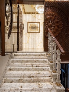 Barandilla de escalera decorativa de cristal con estilo latón, balaustres modernos de lujo, barandilla de cristal duradera para interiores de casas - Product Image 2