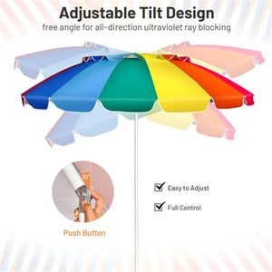Ombrellone da Spiaggia da 2,4 m con Protezione UV e Telaio Antivento a 16 Stecche - Product Image 5
