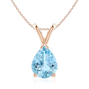 14K <b>Solid</b> <b>Gold</b> Natural Prong-Sett Pear Cut Aquamarine Gemstone <b>Pendant</b> High Quality Party Wear Unisex Link Chain Necklace OEM - Product Image 1