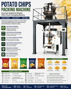 Machine d'emballage de chips de pommes de terre à pesage multi-têtes haute vitesse avec contrôle par écran tactile PLC - Product Image 1