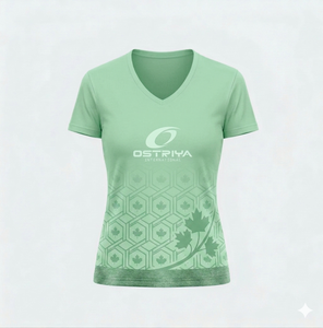 T-shirt en tricot pour femme, couleur personnalisée, séchage rapide, polyester/coton, manches courtes, style décontracté, col en V, pour adultes - Product Image 1
