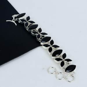 Black Spinel Gemstone Handmade Bracelet 925 Sterling Silver Jewelry Luxury Black Spinel Bracelet Gift - Product Image 4