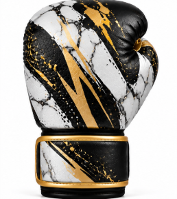 Guantes de Boxeo Negros con Detalles en Dorado, de Cuero PU, con Correa Ajustable para la Muñeca, Ligeros, para Artes Marciales - Product Image 2