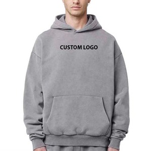 Sudadera con Capucha para Hombre, Corte Holgado, Color Sólido, Diseño con Bolsillos, Ropa Casual de Otoño, Tejido de Felpa, 100% Algodón - Product Image 1