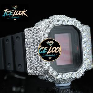 สำหรับ LOOK JEWELERY นาฬิกาเพชรผู้ชายหรูหราดิจิตอลควอตซ์ 40 มม.สแควร์ไรน์สโตนสแตนเลส 20BAR กันน้ำ - Product Image 4