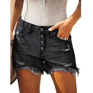 Shorts de Mezclilla Rectos Lavados Personalizados de Cintura Media 100% Algodón al por Mayor para Hombre y Mujer, Estilo Vintage, Ecológicos, Sexys y Casuales de Verano - Product Image 3