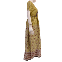 Vestido Largo Informal para Mujer, Estilo Kimono con Cordón Ajustable en Ambos Lados, Material de Rayón, Cuello Cuadrado, Estampado Floral, Verano, Chrysanta