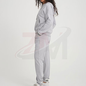 New Arrivals Hooded Tracksuit 100% Cotton Solid Color Loose Fit Casual Sweatshirt And <b>Pants</b> Set With Drawstring And Side Pocke - Product Image 3