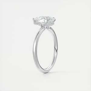 Anillo de compromiso con diamante cultivado en laboratorio de corte pera de 2.10 quilates, halo oculto y piedras laterales redondas en oro blanco de 14K - Product Image 3