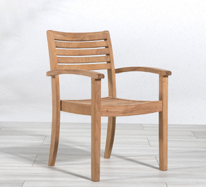 Modern Style Outdoor Teak <b>Dining</b> Chair with Natural Wood Color Finish & Waterproof Fabric for Home Hotel Bedroom & Park Use - Product Image 3