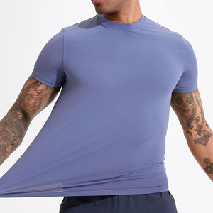 Ropa Deportiva de Primera Calidad para Hombre, Camisetas de Gimnasio y Fitness, Camiseta de Cuello Redondo Lisa para Hombre, Spandex/Poliéster, Logotipo Personalizado - Product Image 3
