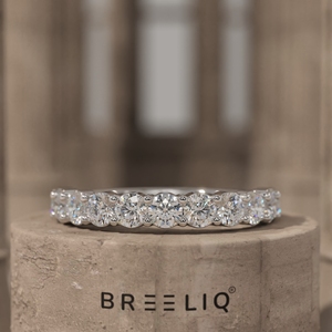 14K Gold Round Lab Grown Diamond Eternity Ring Classic Half Eternity Band Elegant Stackable <b>Wedding</b> Ring for Women - Product Image 4