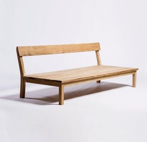 Lit de repos extérieur en teck à profil bas avec dossier flottant pour patio - Product Image 1