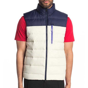 Gilet matelassé pour homme, col montant, fermeture éclair, coupe-vent, veste décontractée, rembourrage en polyester, couleur unie, veste d'automne, doudoune - Product Image 4