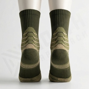 Crew <b>Socks</b> Olive Green Knitted Breathable Hiking Sports <b>Socks</b> for Adults Spring Season Standard Thickness - Product Image 2