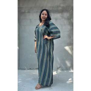 <b>Women</b> Multicolor Striped <b>Kaftan</b> Dress V Neck Long Maxi <b>Kaftan</b> Loose Fit Batwing Sleeve Dress Casual Resort Wear - Product Image 2