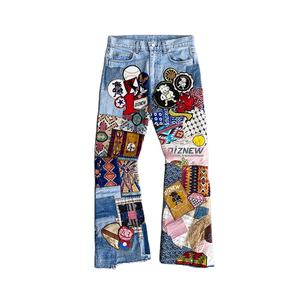 DiZNEW Fabricant de vêtements en denim, jeans patchwork personnalisés de haute qualité, vente en gros, pantalons imprimés multicolores, nouvelle tendance de la mode - Product Image 1